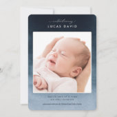 青水色グラデーション写真誕生のお知らせ 招待状 (正面)