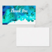 青水色抽象芸術海デザイン ノートカード (正面/裏面)