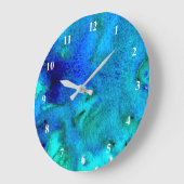 青水色抽象芸術海デザイン ラージ壁時計 (傾斜)