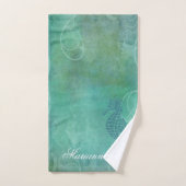 青海と海馬と花咲き バスタオルセット (ハンドタオル)