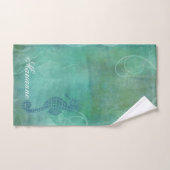 青海と海馬と花咲き バスタオルセット (ハンドタオル)