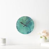 青海と海馬と花咲き ラウンド壁時計 (ホーム)