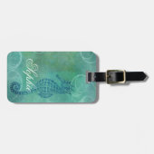 青海と海馬と花咲き ラゲッジタグ (正面横)