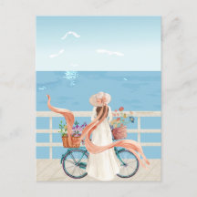 青海の夏の女の子（自転車）
