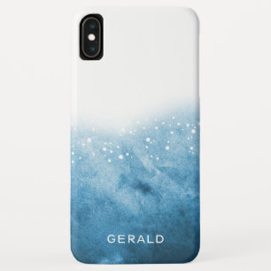青海グラデーション水色バブルモノグラム iPhone XS MAXケース