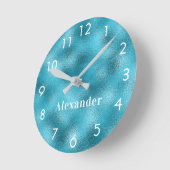 青海ホワイトモノグラム名 ラウンド壁時計 (傾斜)