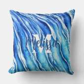 青海モノグラムの波 クッション (正面)