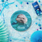 青海原の写真のイルカ ペーパープレート (パーティー)