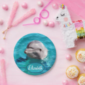 青海原の写真のイルカ ペーパープレート (パーティー)