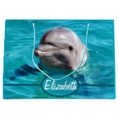 青海原の写真のイルカ ラージペーパーバッグ (正面)