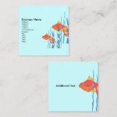 青海原を泳ぐかわいい金ゴールドの魚の水彩画 スクエア名刺 (正面/裏面)