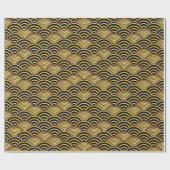 青海波日本の金ゴールドレインボーパターン ラッピングペーパー (フラット)