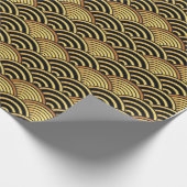 青海波日本の金ゴールドレインボーパターン ラッピングペーパー (角)