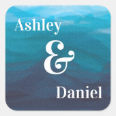 青海波水色結婚のステッカー スクエアシール (正面)