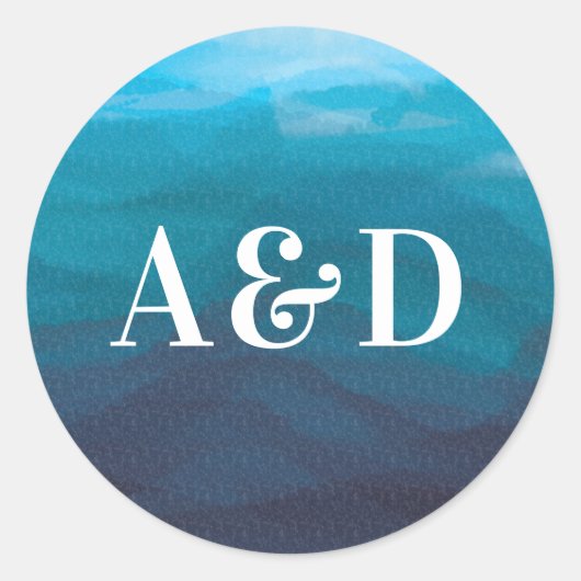 青海波水色結婚のステッカー ラウンドシール (正面)