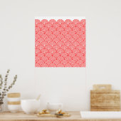 青海波風(赤色) ポスター (キッチン)