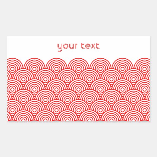 青海波風(赤色) 長方形シール (正面)