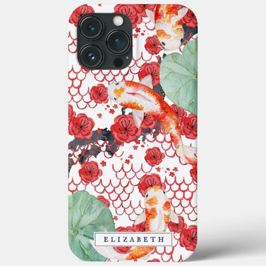青海波 フローラル ウェーブ パターン 鯉のモノグラム Case-Mate iPhoneケース (裏面)