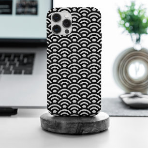青海波 波 日本 黒と白 iPhone 15 PRO MAXケース