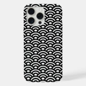 青海波 波 日本 黒と白 iPhoneケース (裏面)
