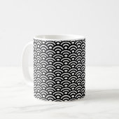 青海波 波 白黒 コーヒーマグカップ (正面左)