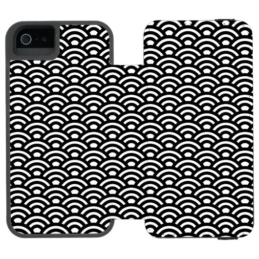 青海波 波 白黒 INCIPIO iPhoneウォレットケース (フォリオ Open)