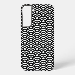 青海波 波 黒と白 SAMSUNG GALAXY S22+ケース