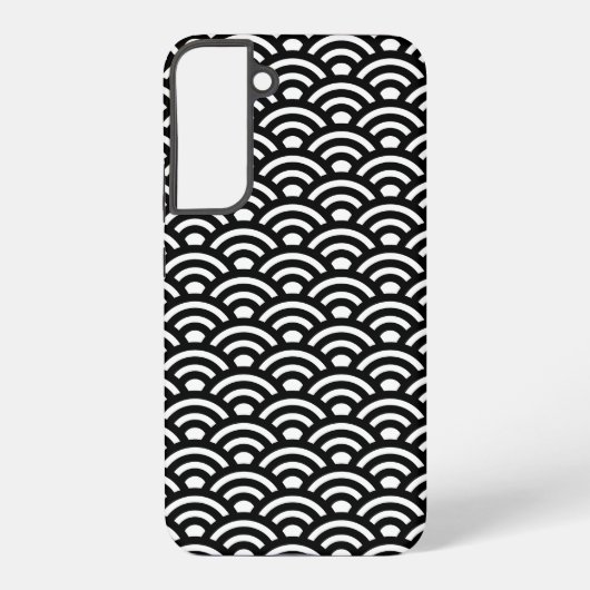 青海波 波 黒と白 SAMSUNG GALAXYケース (裏面)