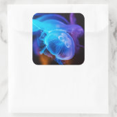 青海白熱［赤熱］光を放つクラゲ角シール スクエアシール (バッグ)