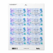 青海馬のヒトデの海にするタコの海にするベビーシャワー ラベル (フルシート)