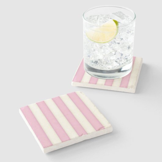 青淡い色のとアイボリーのストライプ ストーンコースター (横)