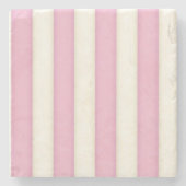 青淡い色のとアイボリーのストライプ ストーンコースター (正面)