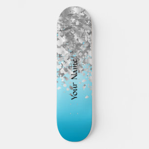 青淡い色のとフェイクグリッター スケートボード