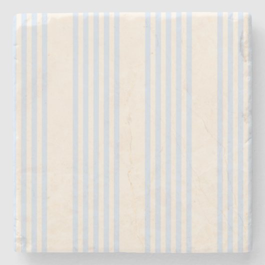 青淡い色のとベージュの五つストライプのパターン ストーンコースター (正面)