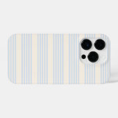 青淡い色のとベージュの五つストライプのパターン iPhoneケース (裏面横)