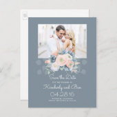 青淡い色のと埃のバラフローラ日付の保存 案内ポストカード (正面/裏面)