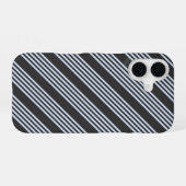 青淡い色のと炭の五つストライプ柄 iPhone 16ケース (裏面横)