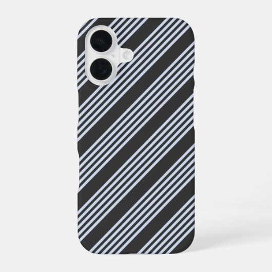 青淡い色のと炭の五つストライプ柄 iPhone 16ケース (裏面)