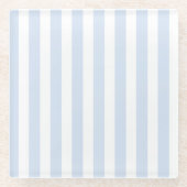 青淡い色のと白のキャンディストライプ ガラスコースター (正面)
