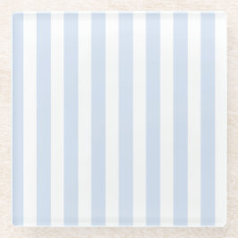 青淡い色のと白のキャンディストライプ ガラスコースター