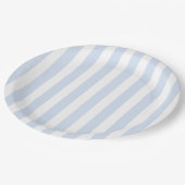 青淡い色のと白のキャンディストライプ ペーパープレート (アングル)