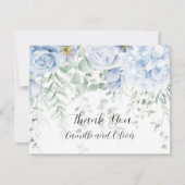 青淡い色のと白のバラのフローラサンキューカード サンキューカード (正面)