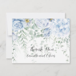 青淡い色のと白のバラのフローラサンキューカード サンキューカード