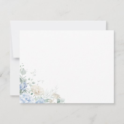 青淡い色のと白のバラのフローラサンキューカード サンキューカード (裏面)