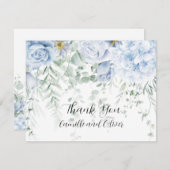 青淡い色のと白のバラのフローラサンキューカード サンキューカード (正面/裏面)