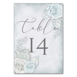 青淡い色のと白のバラ結婚ズ テーブルナンバー