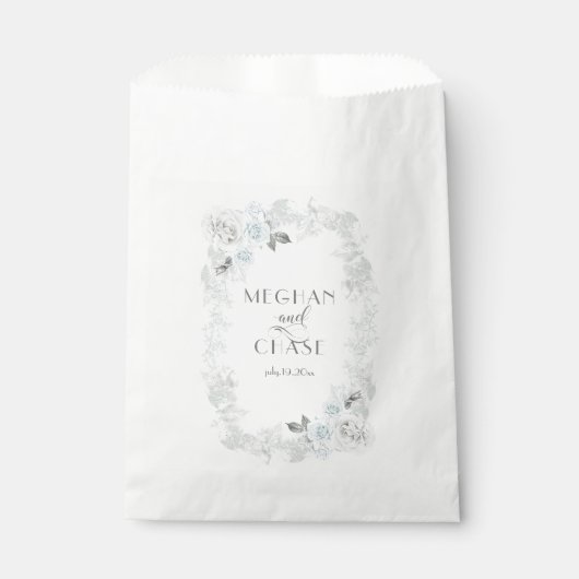 青淡い色のと白のバラ結婚ズ フェイバーバッグ (正面)