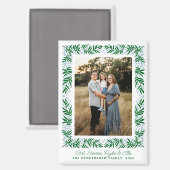 青淡い色のと緑のフォークアートフローラ枠と文字 マグネット (正面/裏面)