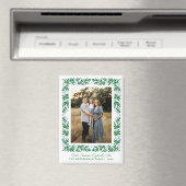 青淡い色のと緑のフォークアートフローラ枠と文字 マグネット (インサイチュ (食洗機))