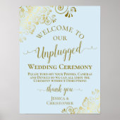 青淡い色のと金ゴールドの詰め結婚外し式 ポスター (正面)